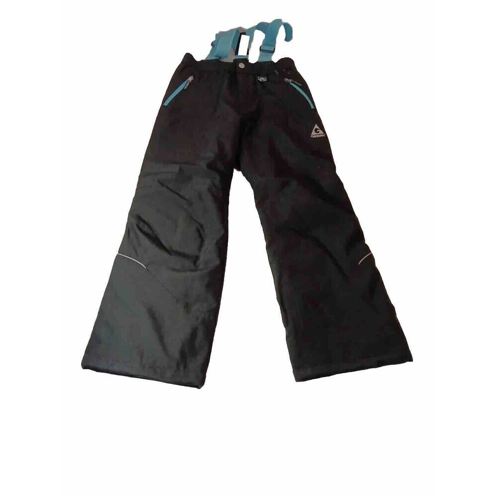 BOYS GERRY‎ BLACK BLUE SNOW SKI SNOWBOARD PANTS BIBS OVERALLS SUSPENDERS M 10 12